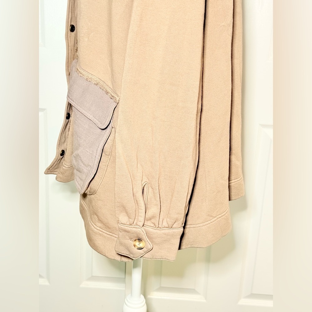 Free People Oversized Snap Front Shacket Jacket NWT Small Dusted Cocoa size S - Picture 14 of 16